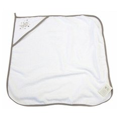 YUMMYKI Полотенце для новорожденных с уголком банное 78х78 см белый/умбра