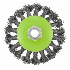 Щетка для УШМ, 100 мм, М14, "тарелка", крученая металлическая проволока 0,5 мм// Сибртех