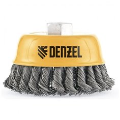 Щетка для УШМ, 75 мм, "Чашка", крученая нержавеющая проволока 0,5 мм, М14// Denzel