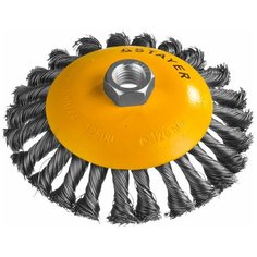 Щетка коническая для УШМ, 125ммхМ14 жгутированная стальная проволока 0,5мм, STAYER 35135-125