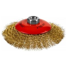 Щетка коническая для УШМ, витая стальная латунированная проволока 0,3 мм, d=125 мм, MIRAX 35143-125 MIRAX 35143-125