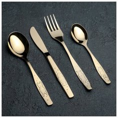 Добросталь (Нытва) Набор столовых приборов детский «Антошка», 4 предмета, с полным декоративным покрытием