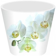 Горшок для цветов London Orchid Deco 16 см, 1,6 л, белая орхидея InGreen