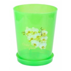 Горшок для орхидеи Декор 1,2 л с поддоном зелёный Альтернатива Alternativa