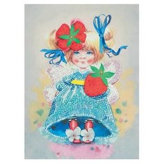 Мозаика из пайеток на холсте "Клубничное настроение Волшебная мастерская