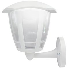 Настенный садово- парковый светодиодный светильник Apeyron Дели 1 11-189. Садово- парковое освещение в виде настенного, белого, шестигранного фонаря повернутого вверх. Декоративное уличное освещение. Рассеиватель из прозрачного стекла, LED, 8 Вт, IP44