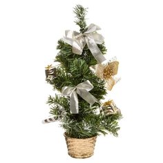 Н.г.ёлка украш.36см с инеем цветы,банты,подарки подст.-корзина (золотой цв.) Snowmen