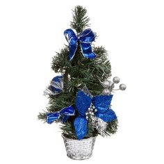 Н.г.ёлка украш.31см цветы, банты, шары подст.-корзина (синий/серебр.цв.) Snowmen