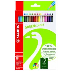 STABILO Цветные карандаши GREEN colors 18 цветов (6019/2-18)