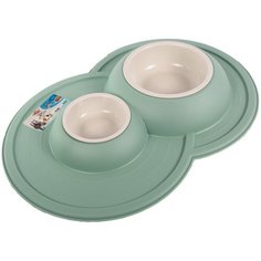 Миска двойная Lilli Pet на подставке, 0.23л+0.6л, зеленый