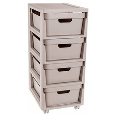 Комод на колесах LUXE, 4 ящика, 300х385х690 мм (Светло-бежевый) Econova