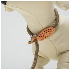 Поводок- удавка Пижон 145 см, 6 мм, полиэстер и натуральная кожа, бежевый
