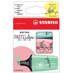 Набор текстовыделителей STABILO BOSS MINI PASTELLOVE 3 ЦВ/УП (мята+роза+бирюза) блистер