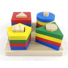 Игра логика- сортер деревянная "Геометрические фигуры". Tong DE