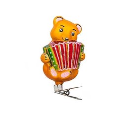 Елочная игрушка фигурка стеклянная "Мишка с медом" h7,8см, подарочная упаковка Елочка