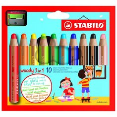 STABILO Цветные карандаши Woody 3 in 1 10 цветов (880/10-2)