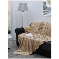 Плед TexRepublic Deco Квадратики Фланель Евро Серо-бежевый