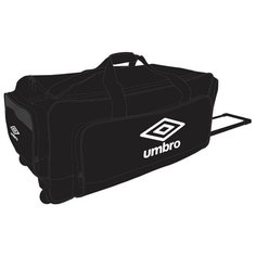 Спортивная сумка на колесах Umbro Megadeck II с двумя торцевыми карманами. Вместительная сумка для тренировок с выдвижной ручкой. Сумка на колесиках Umbro с регулируемым ремнем, 90 литров, черный, 73 х 37 х 34 см