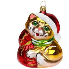 Елочная игрушка фигурка стеклянная "Кузя" h8,2см, художественная роспись, подарочная упаковка Елочка