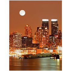 Фотообои Закат над городом/ Красивые уютные обои на стену в интерьер комнаты/ 3Д расширяющие пространство над кроватью или над столом/ На кухню в спальню детскую зал гостиную прихожую/ размер 200х270см/ Флизелиновые