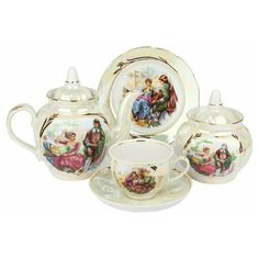 Сервиз чайный. Дулёвский фарфоровый завод. Форма Гранатовый. Рисунок Перламутровый. 20 предметов.