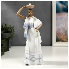 Сувенир керамика "Африканка с кувшином на голове" цветной 28х8х12,5 см 4811148 Сима ленд