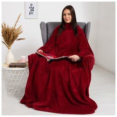 Плед с рукавами Этель 150*200 см, цв.бордовый, 100% п/э, корал-флис, 220 гр/м2 6981161