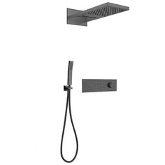 Душевая система скрытый монтаж OUTE (встраиваемый смеситель термостат ) из латуни цвет черный матовый