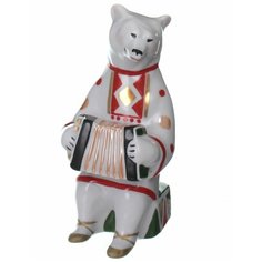 Скульптура. Дулёвский фарфоровый завод. Мишка с гармошкой. 16 см.