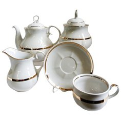 Сервиз чайный. Дулёвский фарфоровый завод. Форма "Аппетитный". Рисунок "Монреаль". 15 предметов.