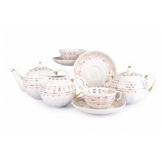 Сервиз чайный. Дулёвский фарфоровый завод. Форма "Тюльпан". Рисунок "Нежный". 15 предметов