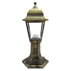 Уличный светильник-фонарь напольный Apeyron 11-12БР НТУ 04-60-001 оскар. Садово-парковый светильник в виде бронзового четырехгранного фонаря. Декоративное уличное освещение. Рассеиватель из прозрачного стекла Е27 / IP44 / 60Вт / 220В