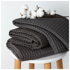 Полотенце вафельное банное Этель "Boho" 67*140 см, цв. темно-серый, 100% хл, 290 гр/м2 6243497