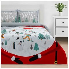 Постельное белье 1.5-спальное Этель Warm wishes., бязь, 2 наволочки 50 х 70 см, серый/красный