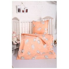Постельное белье BABY Мамонтенок персик 112х147 см,110х150 см, 60х60 см, бязь 142 гр/м кр. талка ГОСТ, хл100 4523235 АТРА