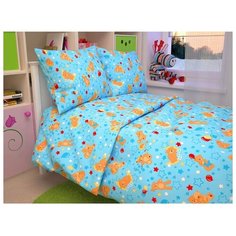 Детское постельное белье Атра Baby "Мишки", голубое, 112*147 см, 110*150 см, 60*60 см, бязь