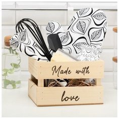 Набор подарочный "Made with love" полотенце,варежка-прихватка,кух.лопатка,венчик,губка 7075973 Этель