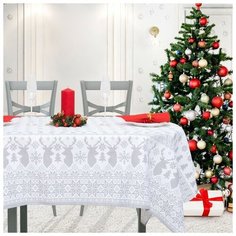 Скатерть Этель "Новогодние игрушки" d=220см +/-3см с гвмо, хл100% 2690321
