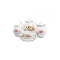 Сервиз чайный. Дулевский фарфоровый завод. Форма Белый лебедь. Рисунок Жар-птица. 15 предметов.