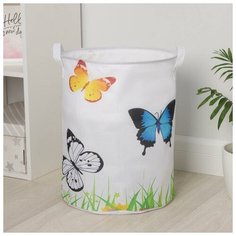 Корзина для белья "Бабочки" 35х45 см. с затяжкой 5470026 Сима ленд