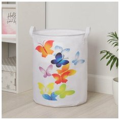 Корзина для белья "Акварельные бабочки" 35х45 см. с затяжкой 5470027 Сима ленд