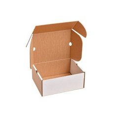 Короб обувной для хранения и переезда RUSSCARTON, 300х240х130 мм, Т-23 белый/бурый, 20 ед.