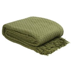 Покрывало вафельное оливкового цвета из коллекции Essential, 230х250 см, Tkano