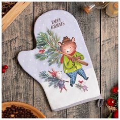 Варежка-прихватка "Magic winter" 20х28см,саржа, 100% х/л, ватин 250г/м2 6861935 Этель