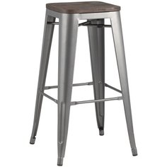 Стул барный TOLIX WOOD серебристый матовый Stool Group