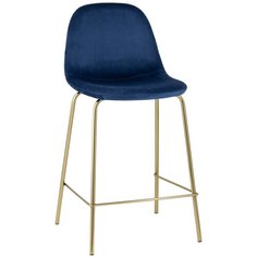 Стул полубарный Валенсия велюр синий золотые ножки Stool Group