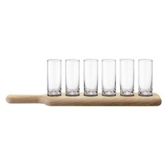 Набор из 6 стопок и деревянной подставки Paddle 40 см прозрачное стекло, LSA International