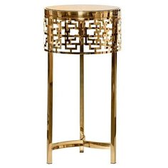 13RXFS5080L-GOLD Стол журнальный стекло коричн./золото d35*70см, 13RXFS5080L-GOLD, Garda Decor