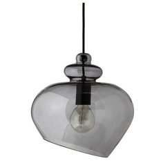 Лампа подвесная Grace, ?30 см, дымчатое стекло, черный цоколь, Frandsen