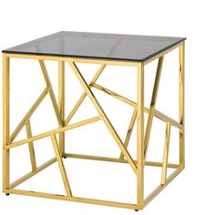 Журнальный столик 55*55 АРТ деко золото стекло smoke Stool Group